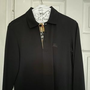 Black Burberry Long Sleeve Polo